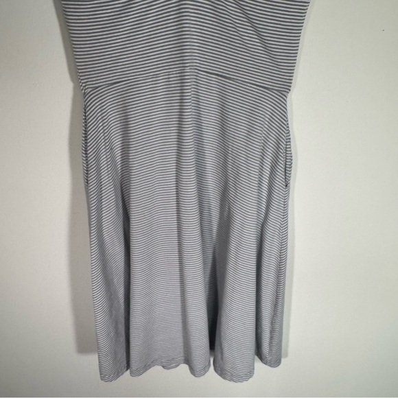 Pact Gray Striped Sleeveless Organic Cotton Dress Medium - Picture 8 of 13